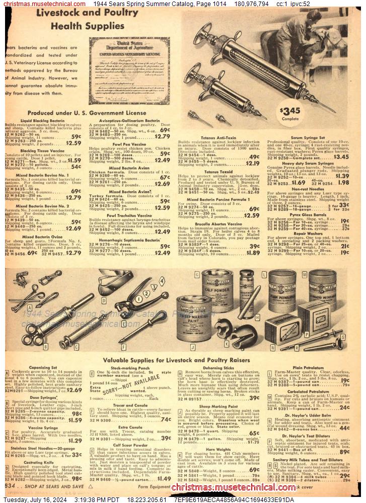 1944 Sears Spring Summer Catalog, Page 1014