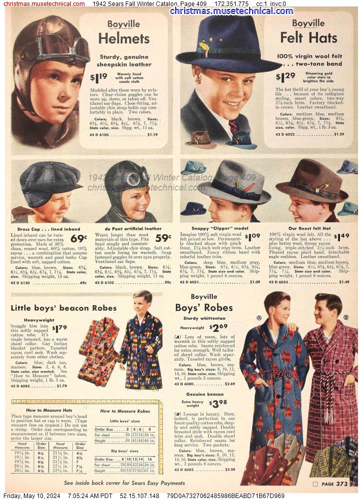 1942 Sears Fall Winter Catalog, Page 409