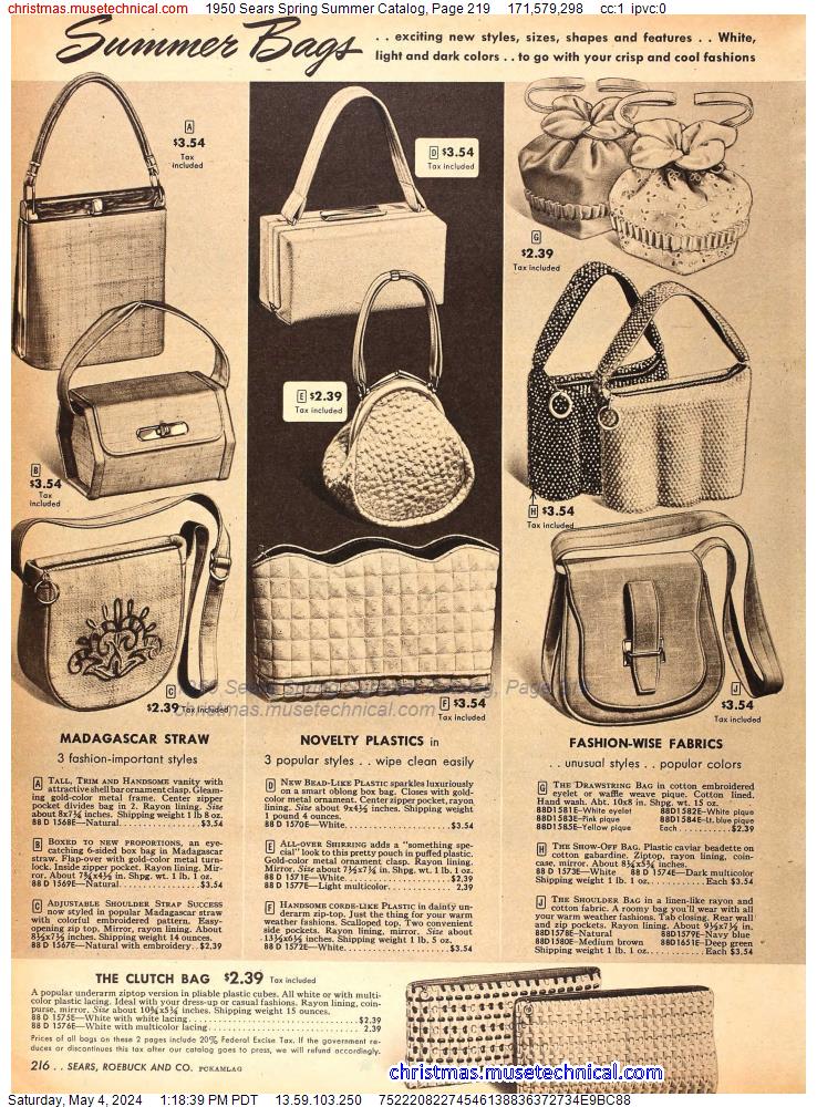 1950 Sears Spring Summer Catalog, Page 219