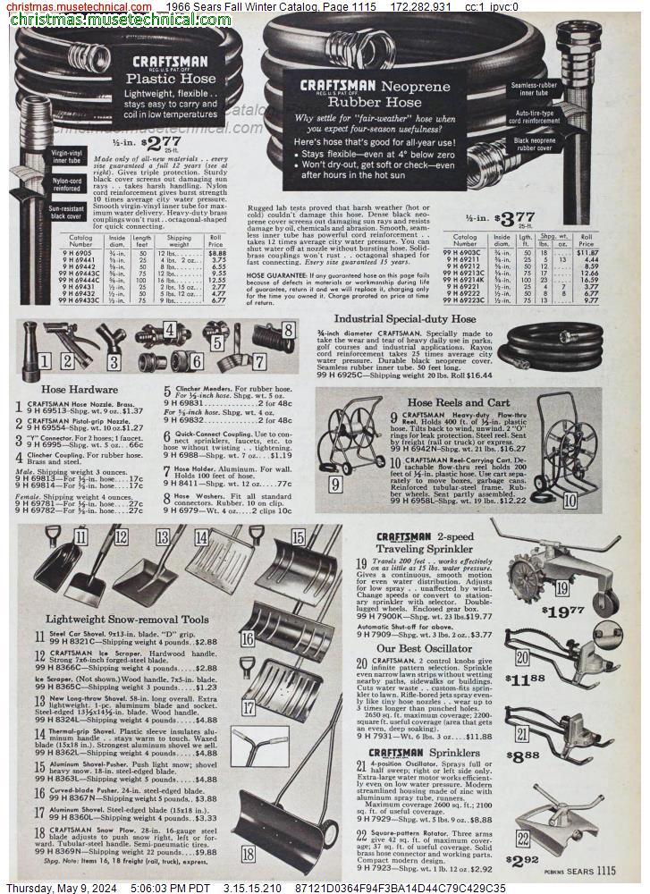 1966 Sears Fall Winter Catalog, Page 1115