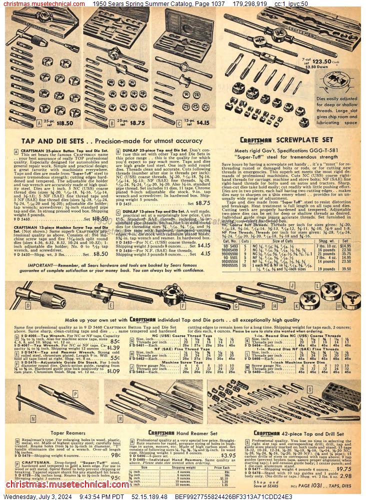 1950 Sears Spring Summer Catalog, Page 1037