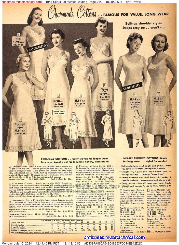 1951 Sears Fall Winter Catalog, Page 315