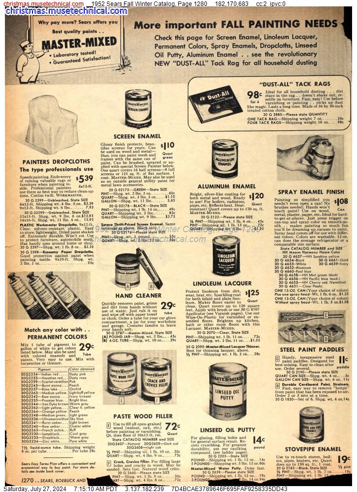 1952 Sears Fall Winter Catalog, Page 1280