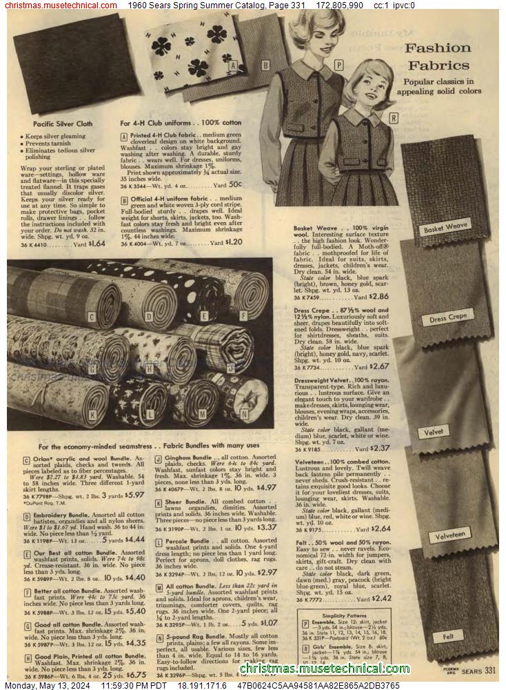 1960 Sears Spring Summer Catalog, Page 331