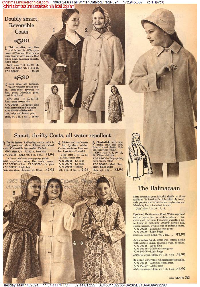 1963 Sears Fall Winter Catalog, Page 391