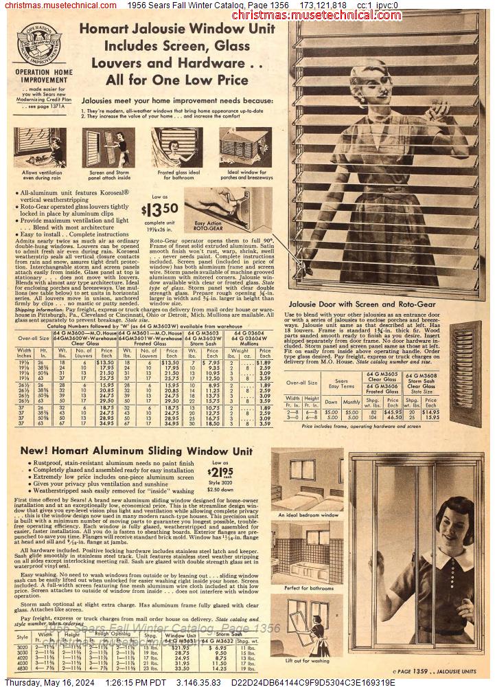 1956 Sears Fall Winter Catalog, Page 1356