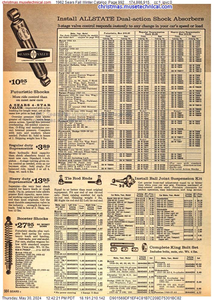 1962 Sears Fall Winter Catalog, Page 992