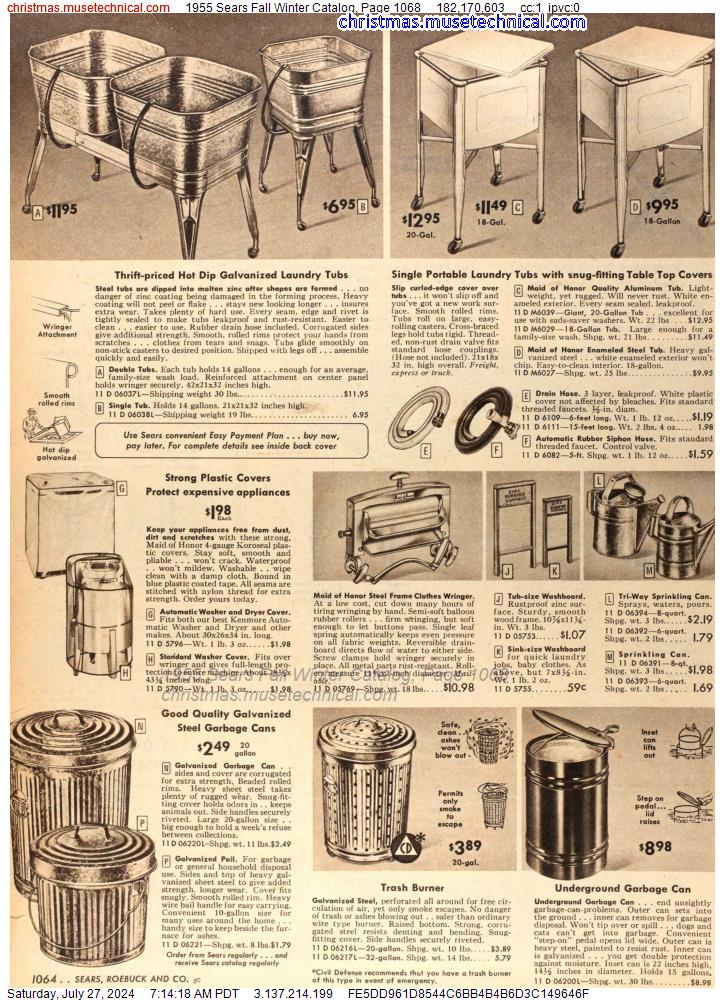 1955 Sears Fall Winter Catalog, Page 1068
