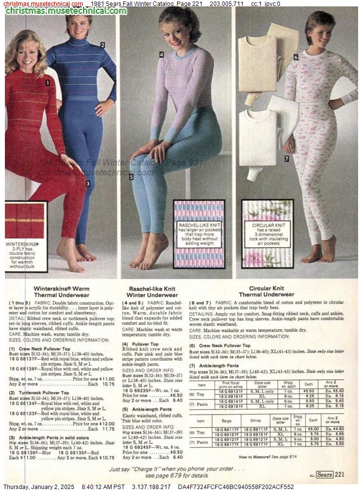 1981 Sears Fall Winter Catalog, Page 221