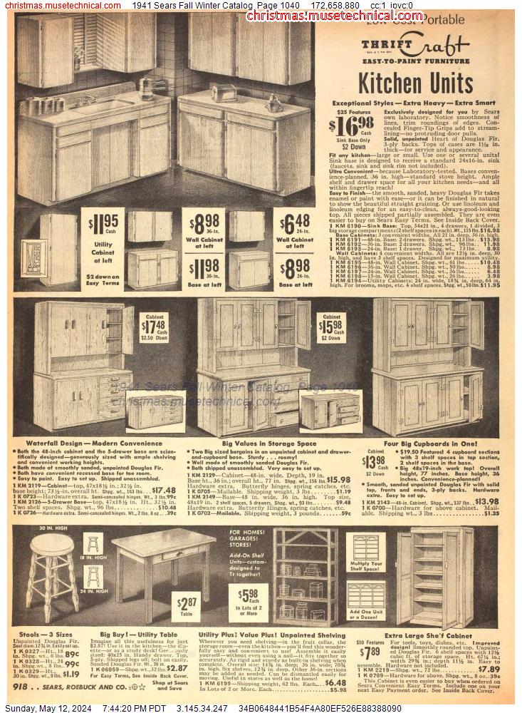 1941 Sears Fall Winter Catalog, Page 1040