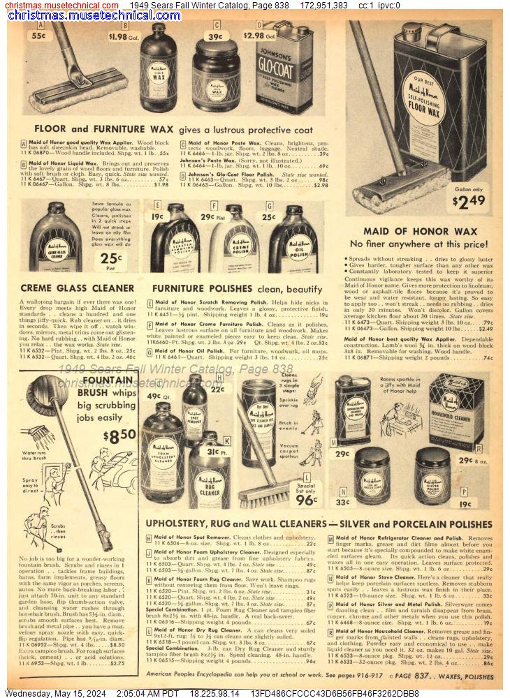 1949 Sears Fall Winter Catalog, Page 838