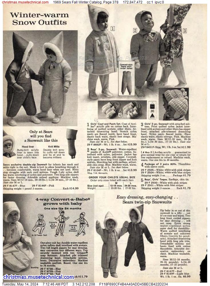 1969 Sears Fall Winter Catalog, Page 378