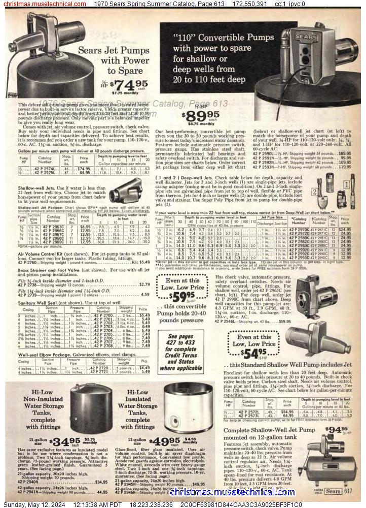 1970 Sears Spring Summer Catalog, Page 613