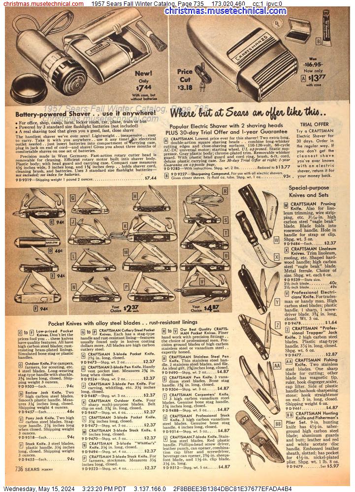1957 Sears Fall Winter Catalog, Page 735