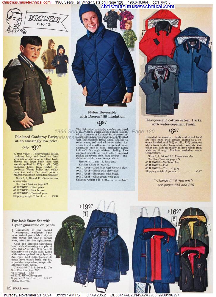 1966 Sears Fall Winter Catalog, Page 120