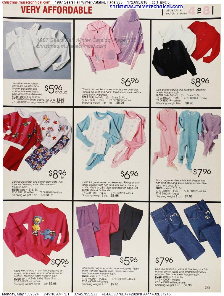 1987 Sears Fall Winter Catalog, Page 335