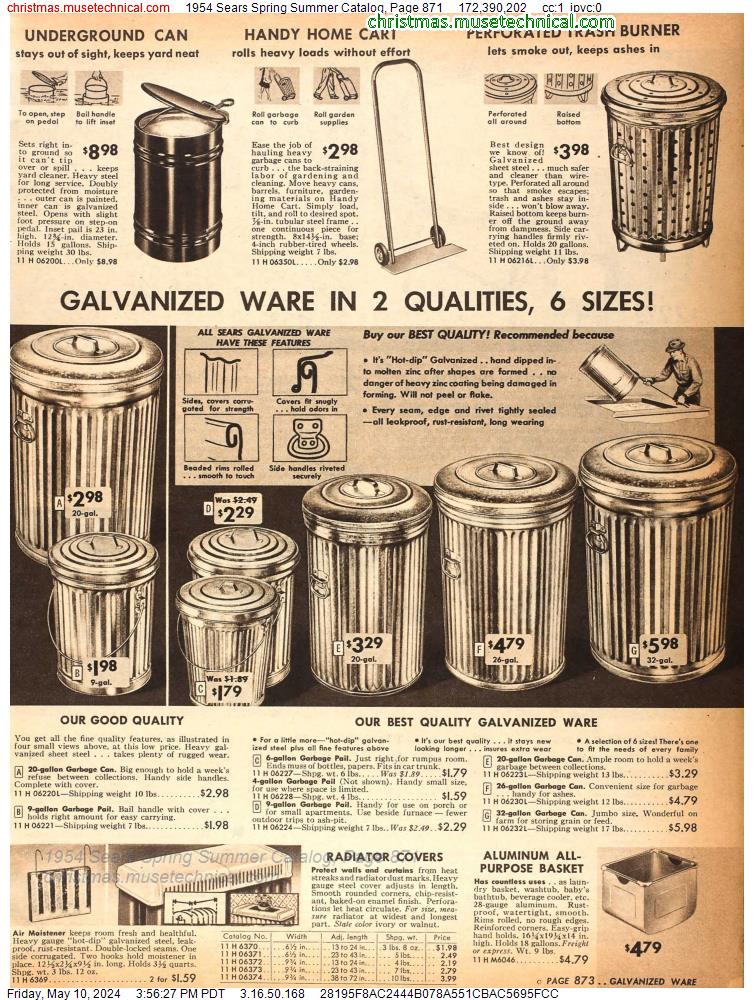 1954 Sears Spring Summer Catalog, Page 871