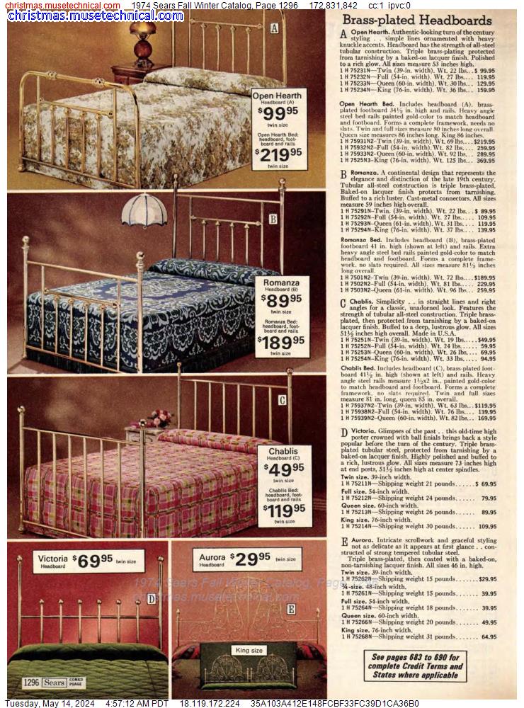 1974 Sears Fall Winter Catalog, Page 1296
