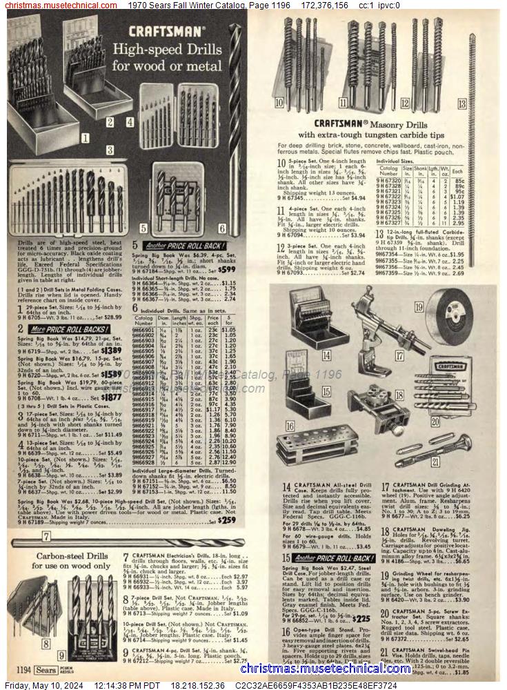 1970 Sears Fall Winter Catalog, Page 1196