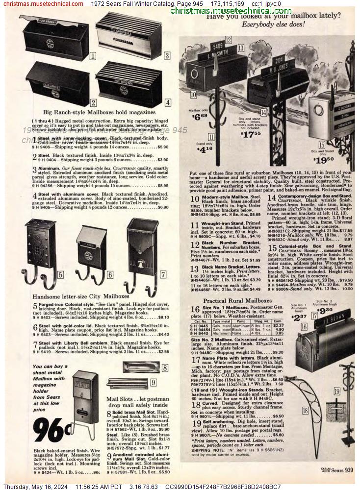 1972 Sears Fall Winter Catalog, Page 945
