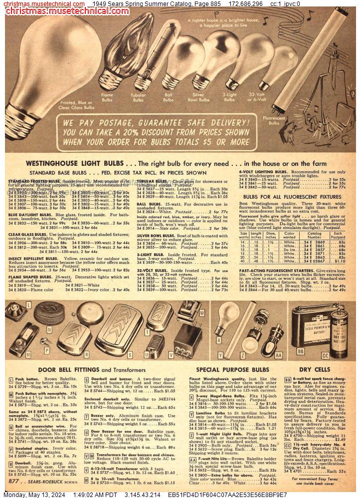 1949 Sears Spring Summer Catalog, Page 885