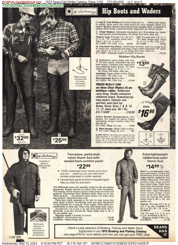 1975 Sears Fall Winter Catalog, Page 1190