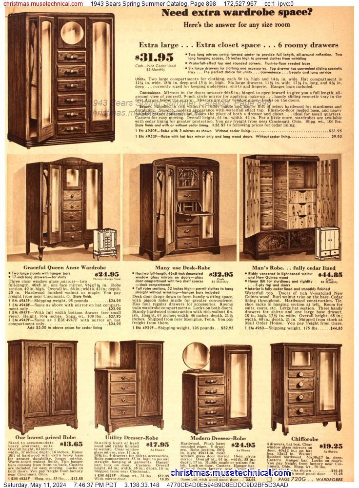 1943 Sears Spring Summer Catalog, Page 898