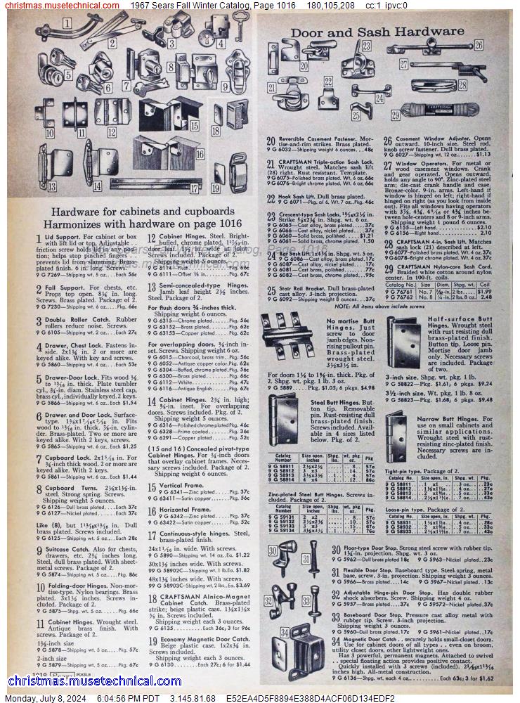 1967 Sears Fall Winter Catalog, Page 1016