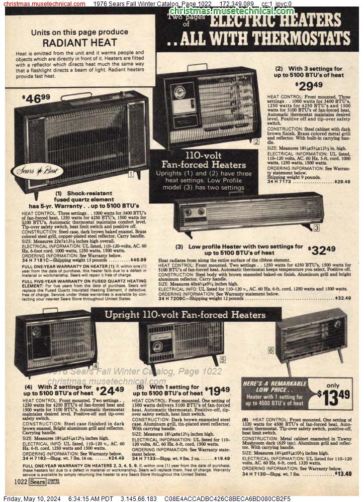 1976 Sears Fall Winter Catalog, Page 1022