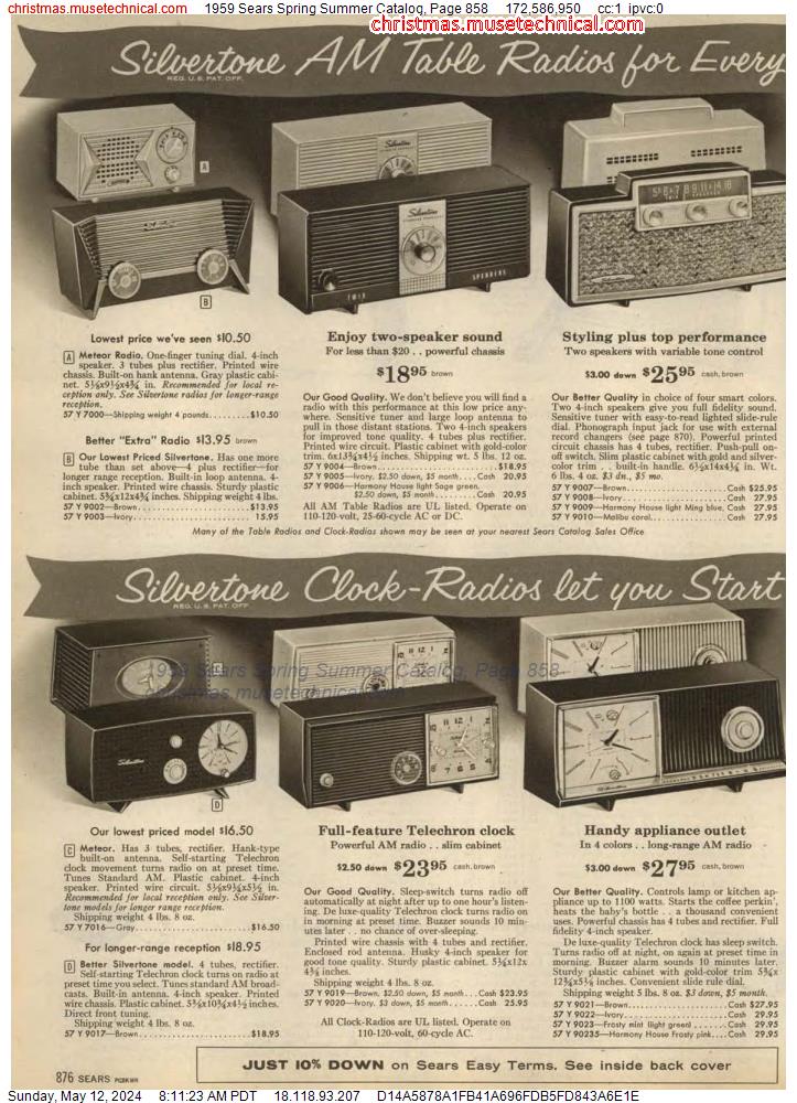 1959 Sears Spring Summer Catalog, Page 858