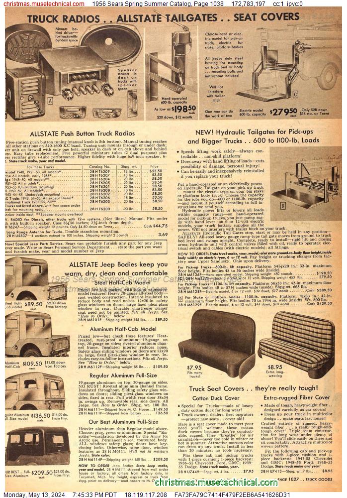1956 Sears Spring Summer Catalog, Page 1038