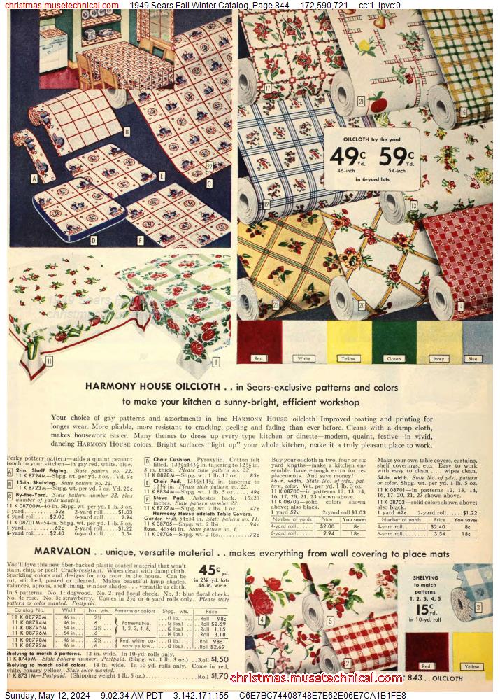1949 Sears Fall Winter Catalog, Page 844