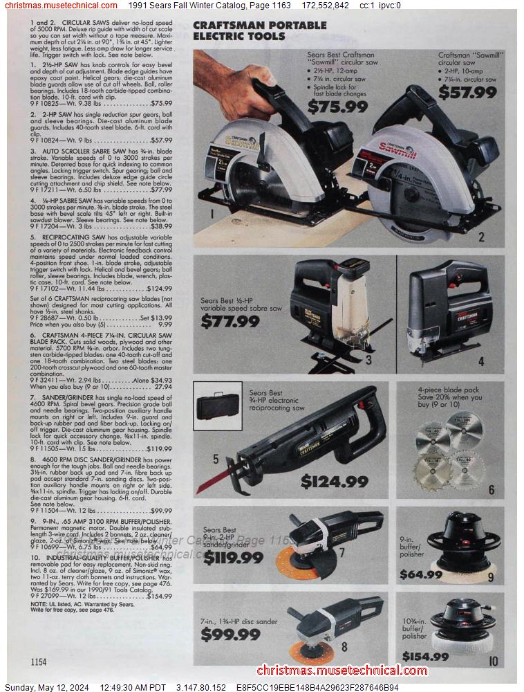 1991 Sears Fall Winter Catalog, Page 1163