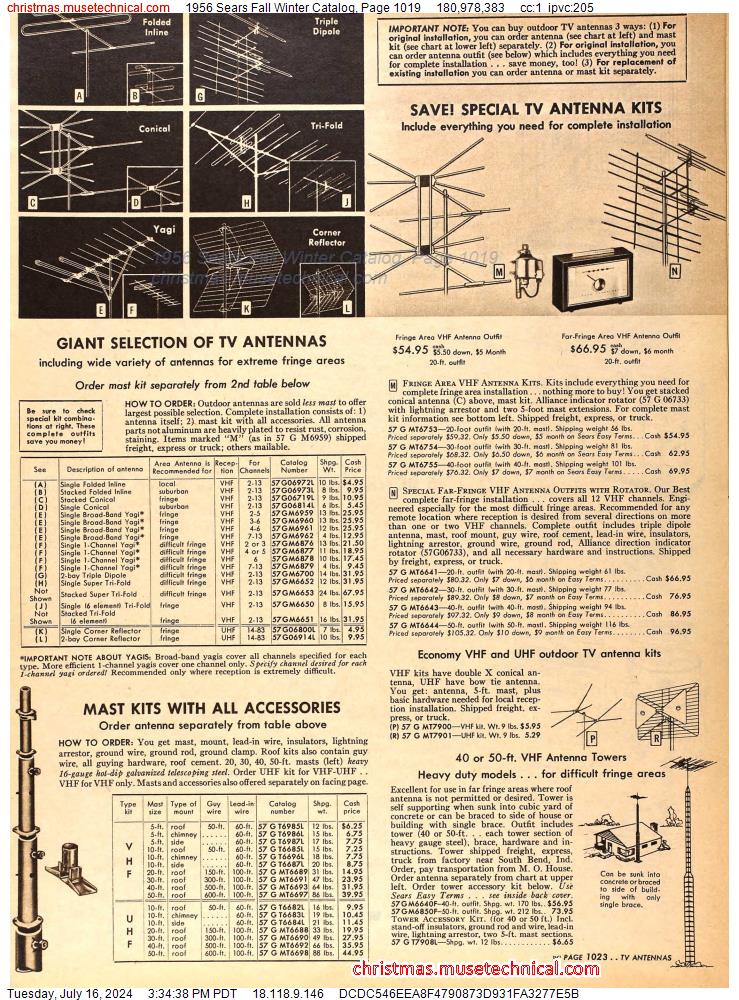 1956 Sears Fall Winter Catalog, Page 1019