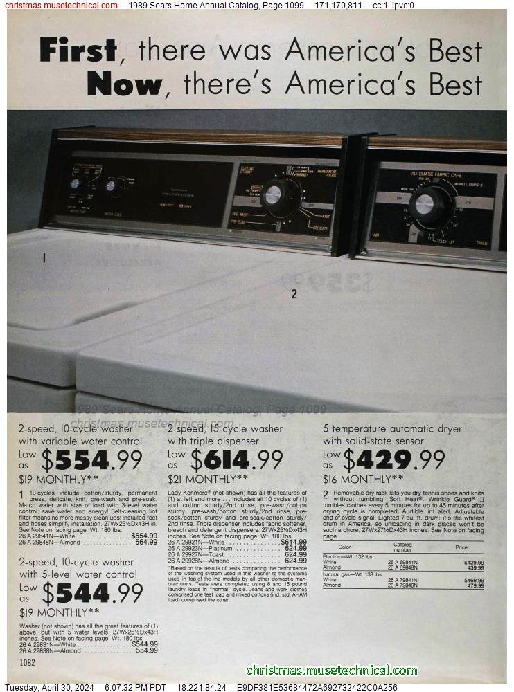 1989 Sears Home Annual Catalog, Page 1099