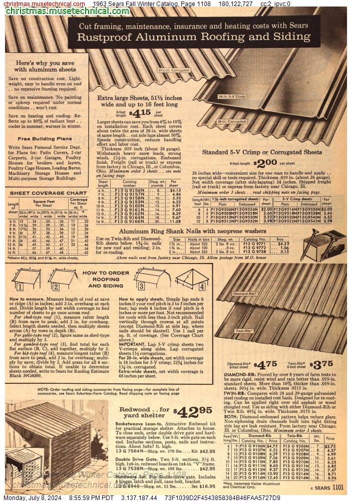 1963 Sears Fall Winter Catalog, Page 1108