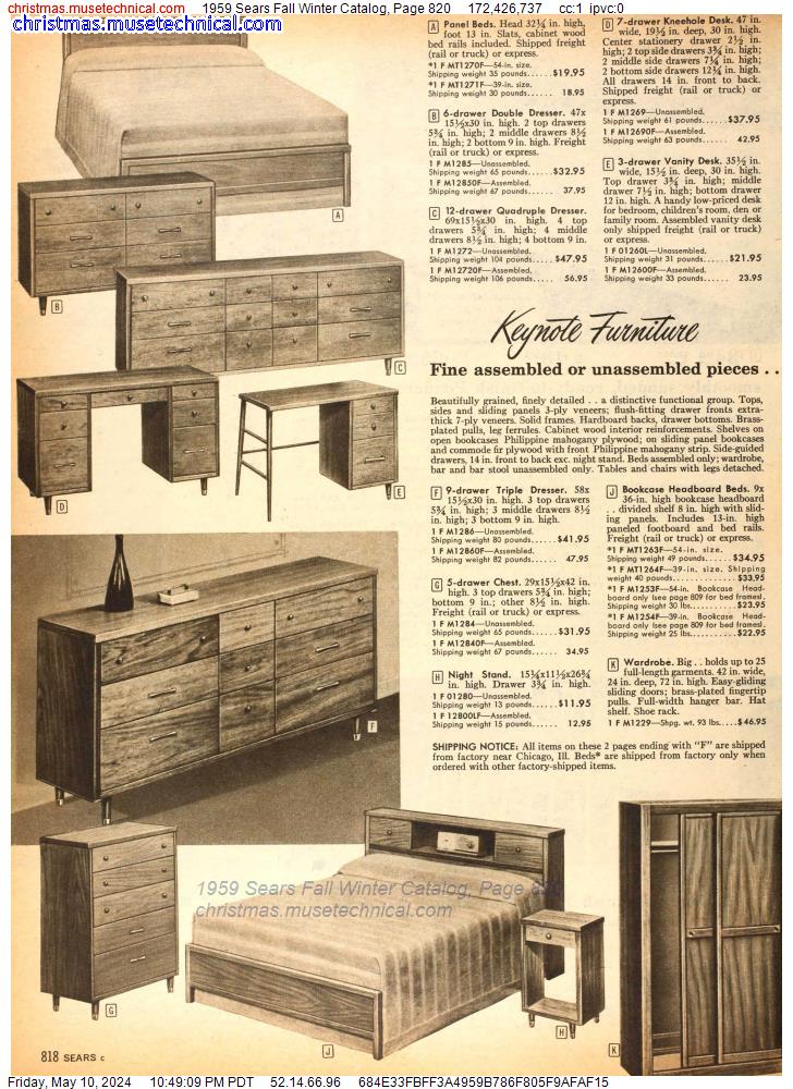 1959 Sears Fall Winter Catalog, Page 820