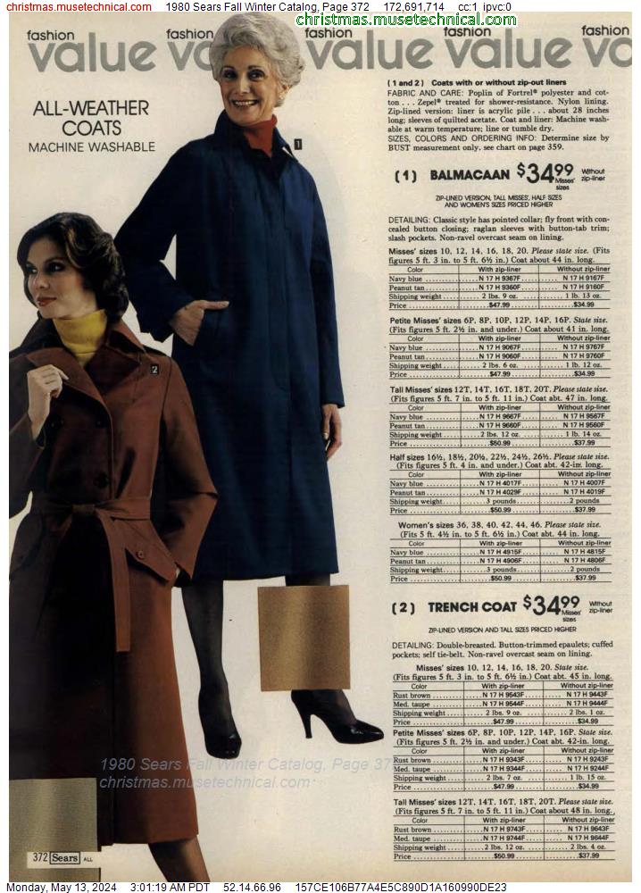 1980 Sears Fall Winter Catalog, Page 372