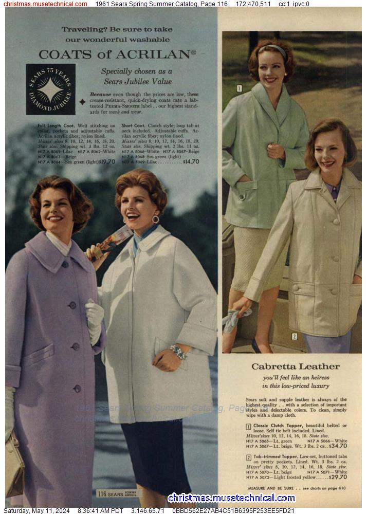 1961 Sears Spring Summer Catalog, Page 116
