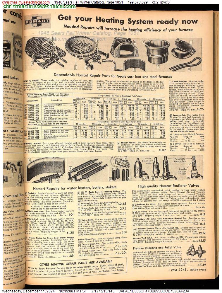 1946 Sears Fall Winter Catalog, Page 1051