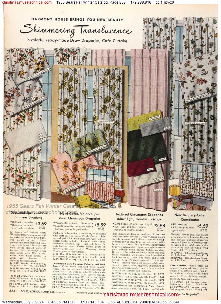 1955 Sears Fall Winter Catalog, Page 858