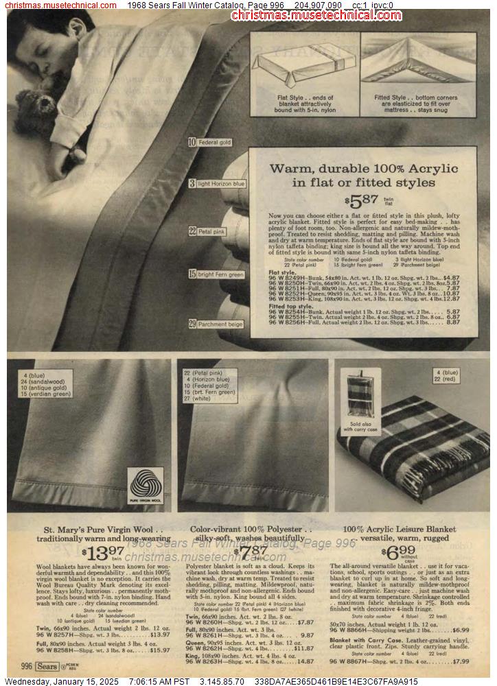 1968 Sears Fall Winter Catalog, Page 996