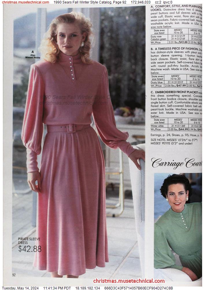 1990 Sears Fall Winter Style Catalog, Page 92