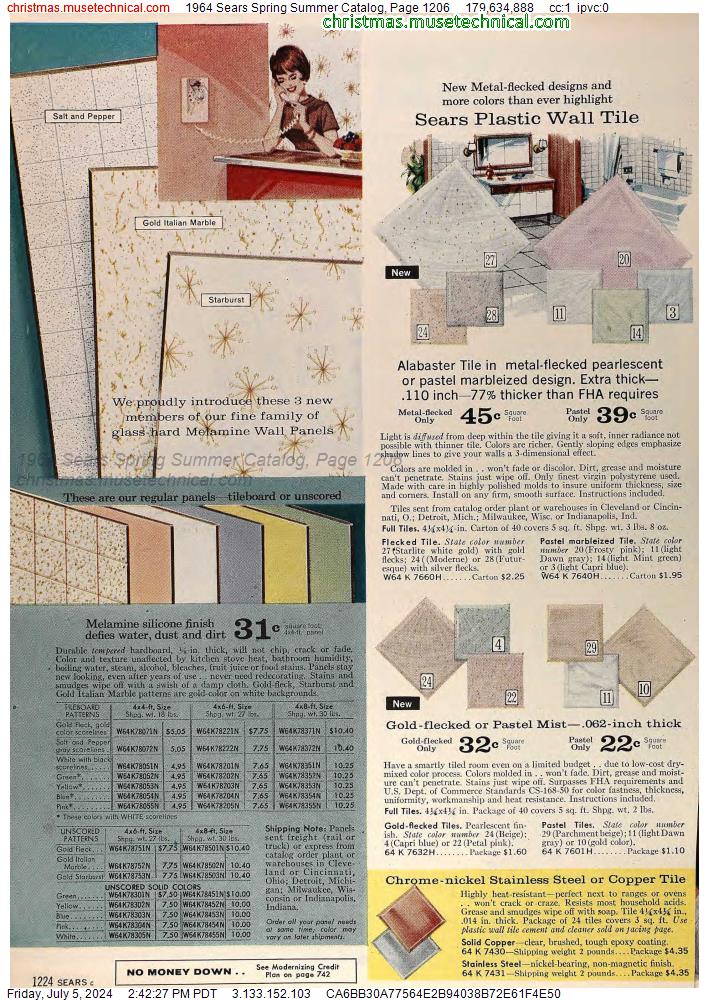 1964 Sears Spring Summer Catalog, Page 1206