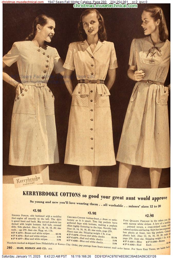 1947 Sears Fall Winter Catalog, Page 280