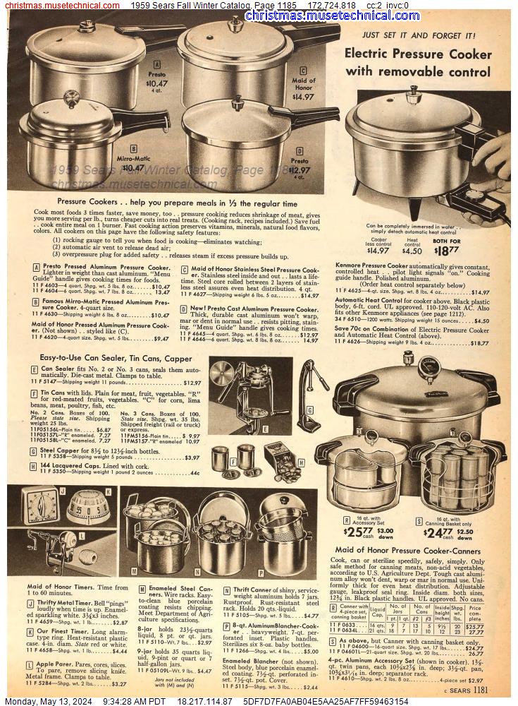 1959 Sears Fall Winter Catalog, Page 1185