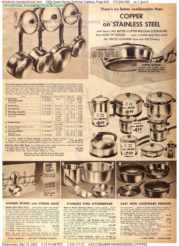 1955 Sears Spring Summer Catalog, Page 840