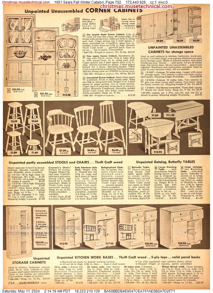 1951 Sears Fall Winter Catalog, Page 752