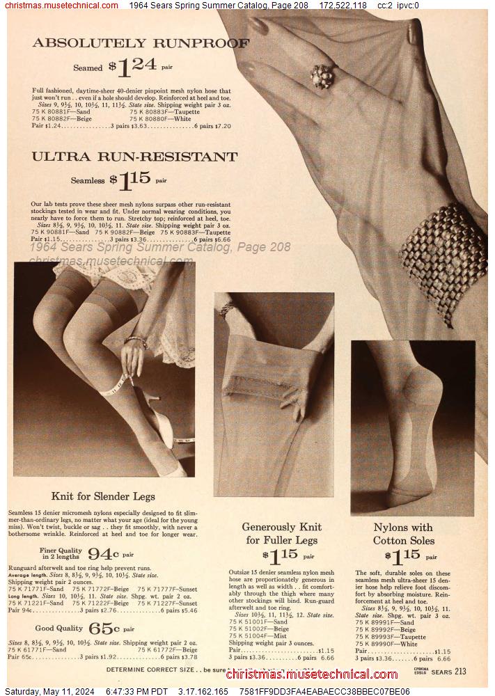 1964 Sears Spring Summer Catalog, Page 208