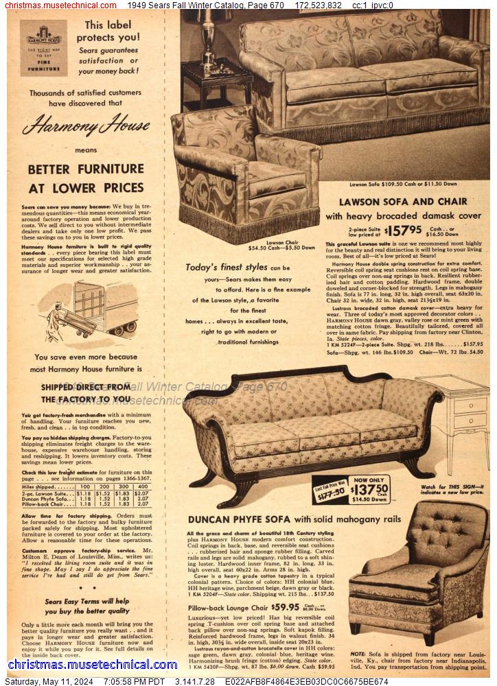 1949 Sears Fall Winter Catalog, Page 670